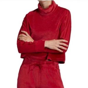 Adidas Red Valor Velvet Sweatshirt With A Funnel Neck